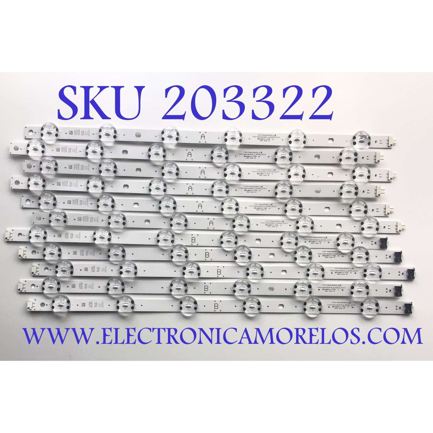 KIT DE LED'S PARA TV LG ((INCOMPLETO SOLO 11 PIEZAS)) / NUMERO DE PARTE EAV64998801 / EAV64998901 / Y19.5 Trident 82UM75_A_S / Y19.5 Trident 82UM75_B_S / PANEL'S HC820DQF / MODELO 82UN857570PUC / NOTA IMPORTANTE:KIT CONSTA DE 12 PIEZAS EN TOTAL